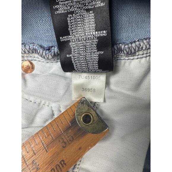 7 For All Mankind Dojo Jeans Size 29 Cropped Flare Mid Rise Raw Hem Light‎ Was - Picture 9 of 14